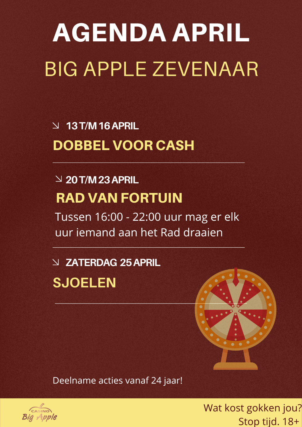 Maandagenda Big Apple Zevenaar April